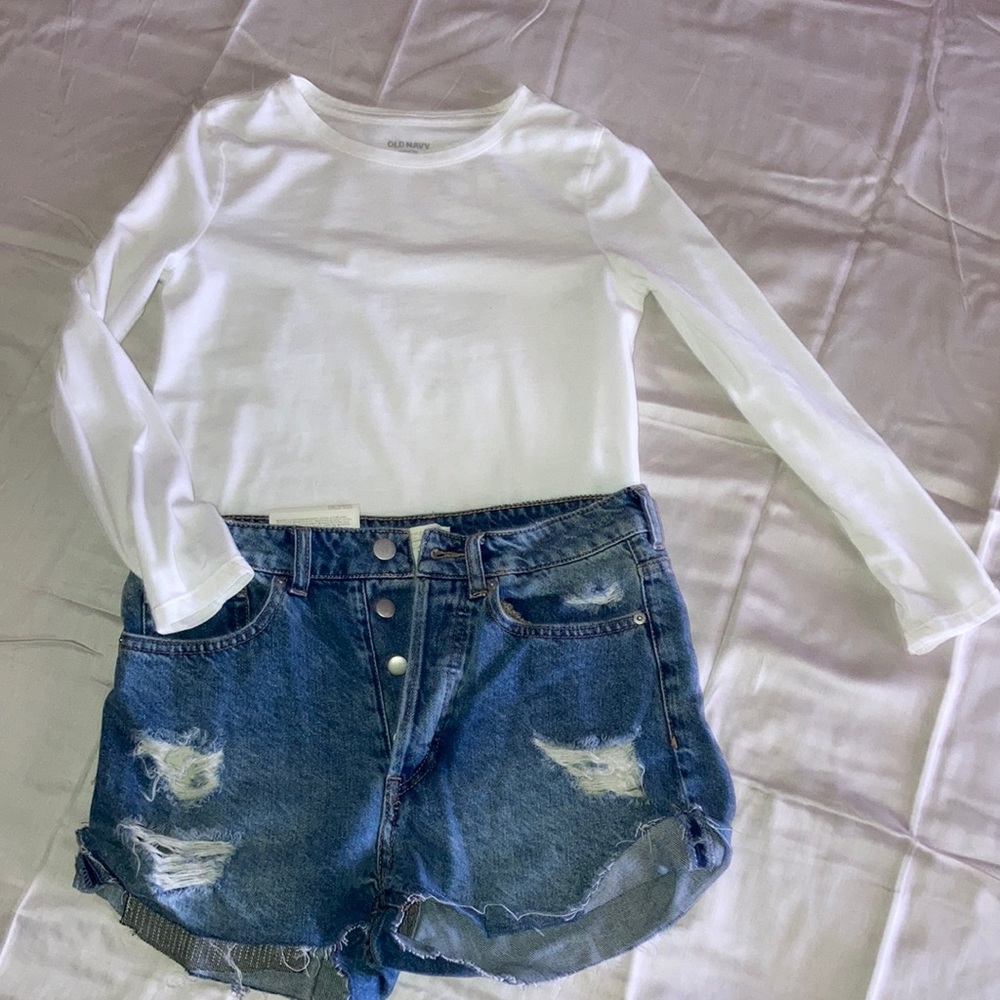 H&M Blue High Waist Denim Shorts